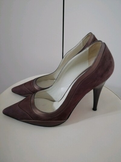 kahverengi süet stiletto
