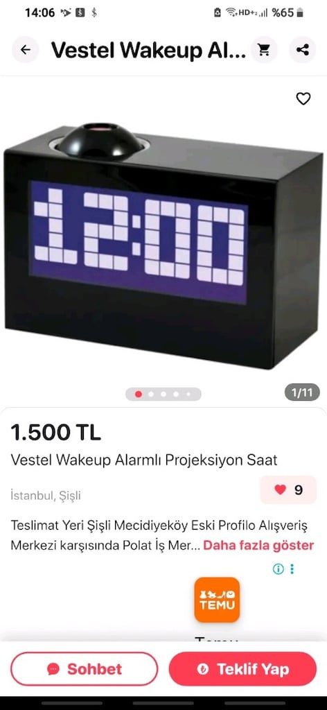 Vestel projeksiyon saat pilli ve elektrikli - 2