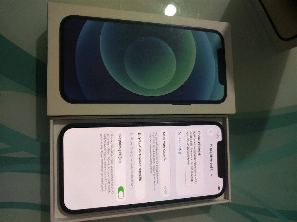 KARTA TAKSİT İPHONE 12 64 GB PİL 100 YENİ DEĞİŞTİ KUTU VE ŞARJ ALETİ - 4