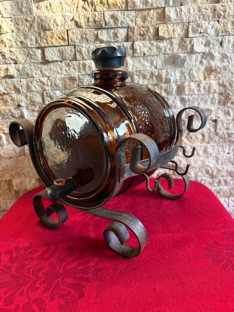 Ferforje Standlı Vintage Cam İçki Fıçısı – 1.5 Litre (Dönem Ürünü) - 11