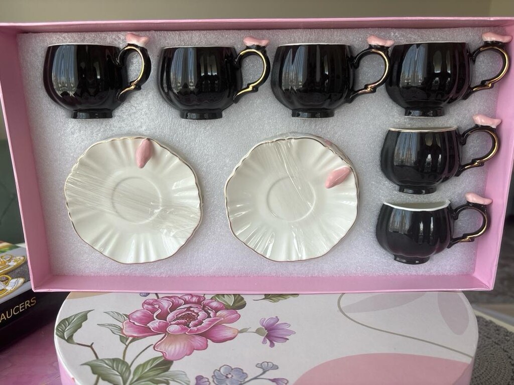 porselen çeyizlik 6 kişilik kahve fincanı - 4