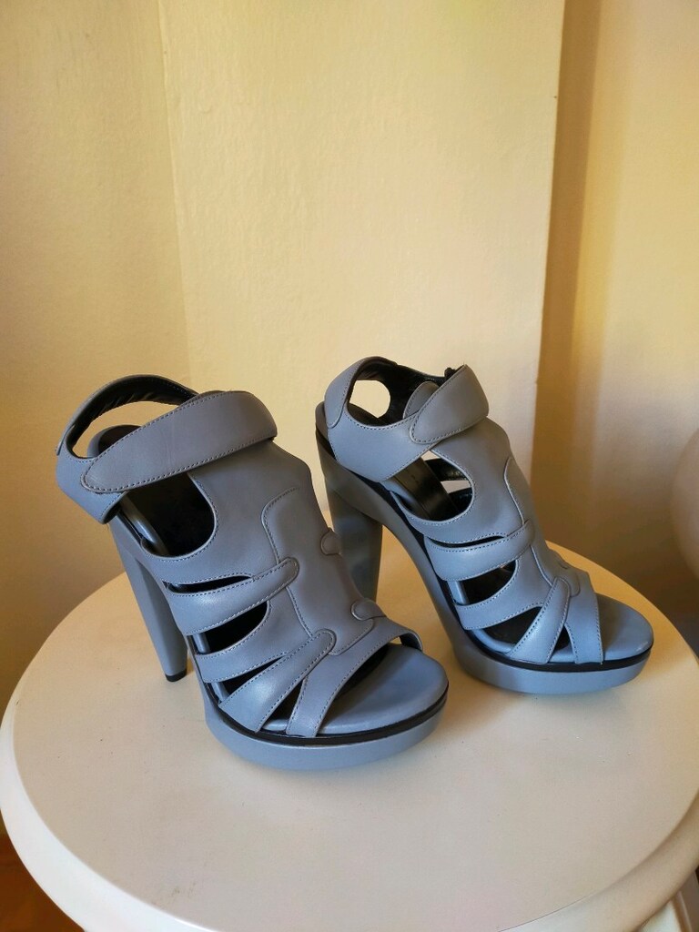 Balenciaga 37 Numara İndigo Deri Sandalet. - 3