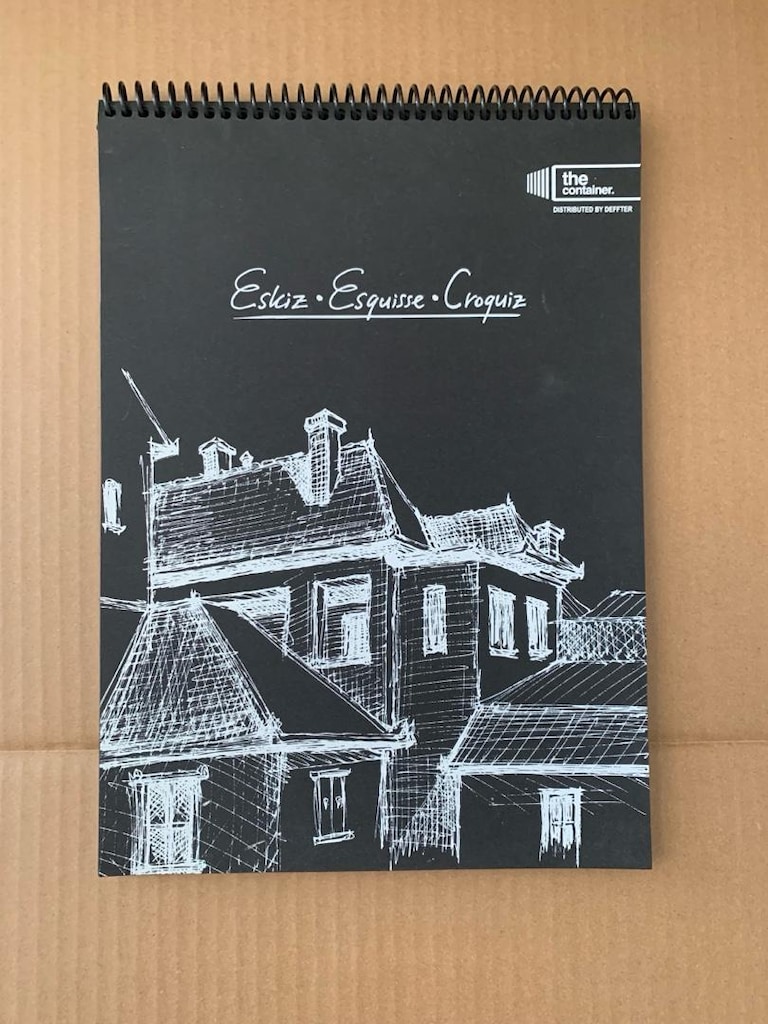 6 adet Defter CONSON-Siyah ve Beyaz Eskiz-DOT GRID-Suluboya bloğu - 3