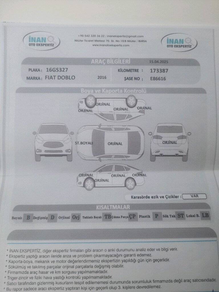 ORJINAL OTOMOBİL RUHSATLI 2016 DOBLO PANORAMA 1.6 MULTİJET PREMİO PLUG - 7
