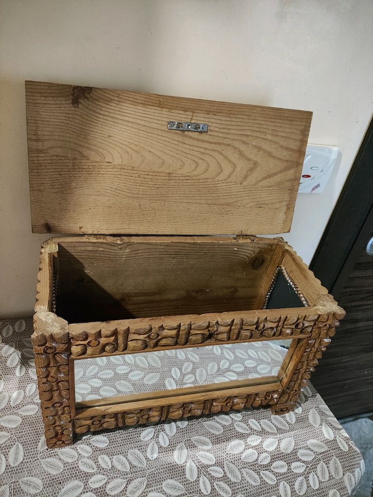 AHŞAP EL OYMALI TÜLBENT,YAZMA SANDIĞI - 3