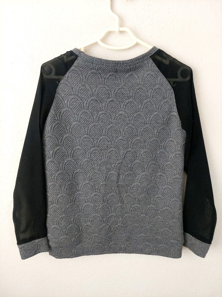 Balık pulu dokulu şifon kollu sweatshirt - 7