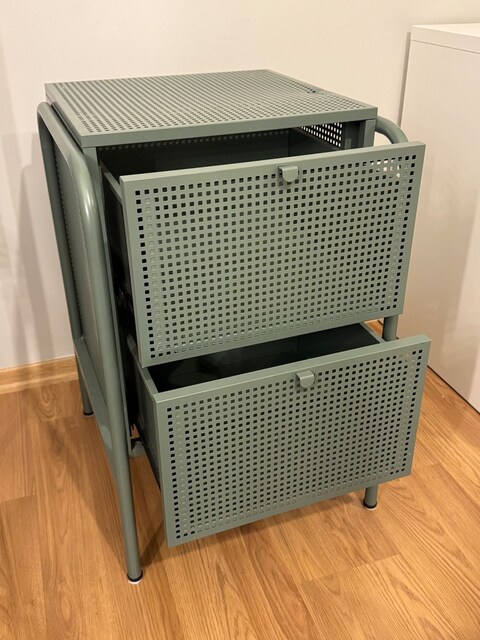 IKEA NIKKEBY 2 Çekmeceli Metal Şifonyer Yeşil
