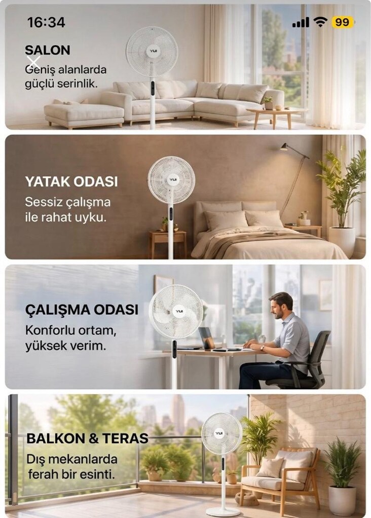 SON FİYAT ETLİK TESLİM SIFIR ÜRÜN 16 İNÇ 50 W 8 KADEMELİ 5 PERVANE - 4