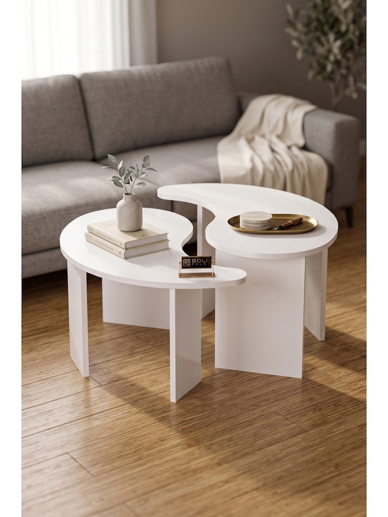 ORTA SEHPA, 2' Lİ SEHPA SETİ, MODERN DEKORATİF SALON SEHPA SETİ - 5
