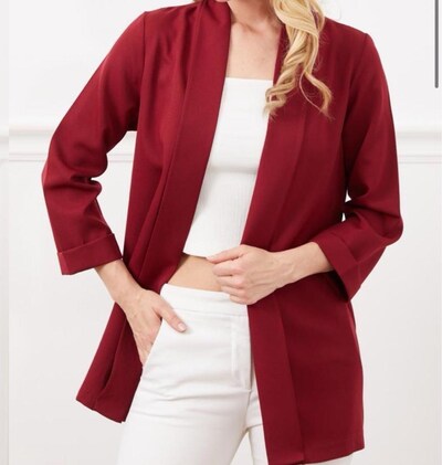 BORDO ŞAL YAKA BLAZER CEKET 2XL