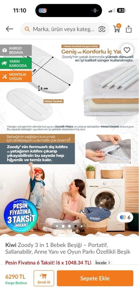 kiwi zoody 3 in 1 Bebek Beşiği - 5