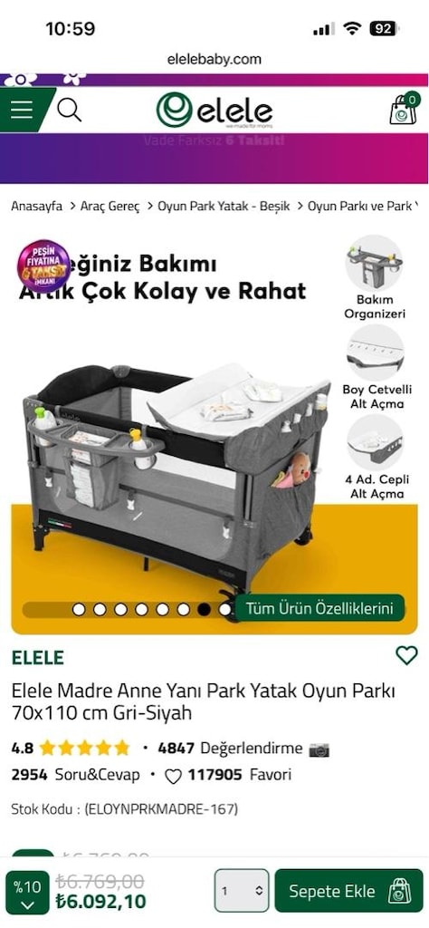 elele madre anne yanı park yatak+ortopedik yatak - 3