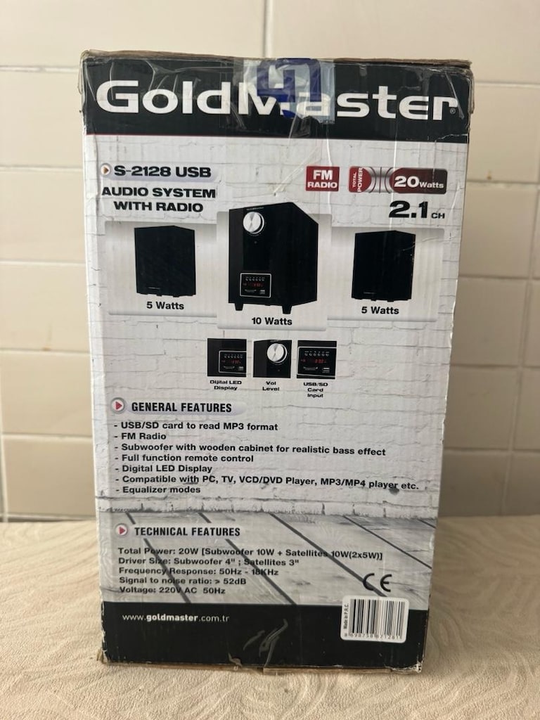 SIFIR KAPALI KUTU - GoldMaster S-2128 USB / FM Radyolu 2.1 Ses Sistemi - 2