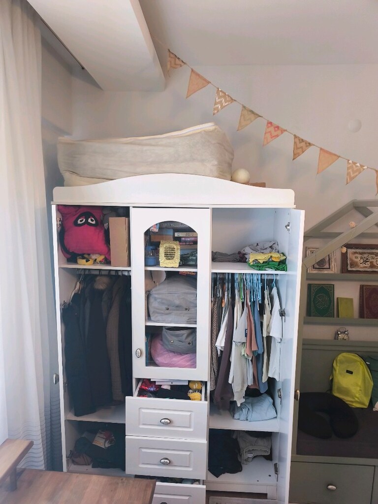 Doğal Ahşap ve Lake Çocuk Odası Takımı (Montessori Yatak Dolap Kit.) - 7