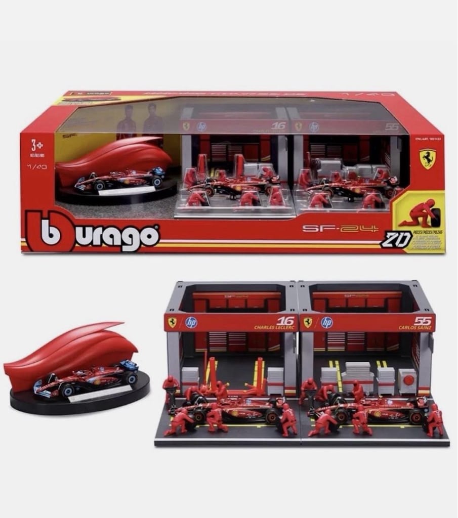 Ferrari Burago 1:43 F1 Yarış ve Pit Ekibi Diecast Seti - 17