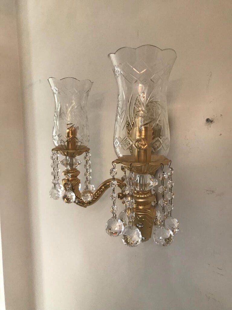 Özkristal Avize Pirinç Döküm Kristal Aplik - 2