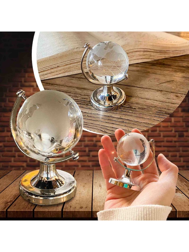 Dünya Haritası Temalı Mini Kristal Cam Küre - 2