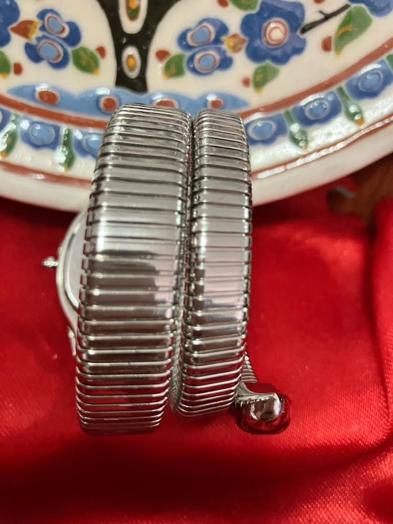 Beyaz Taşlı Bvlgari Serpenti Kadın kol Saati - 5