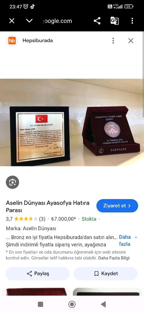 AYASOFYA CAMİ HATIRASI , BRONZ (TESBİH YOK) - 4