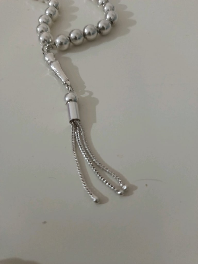 925 Ayar Usta İşi Som Gümüş Tesbih – Küre Kesim / Koleksiyonluk 26g - 4