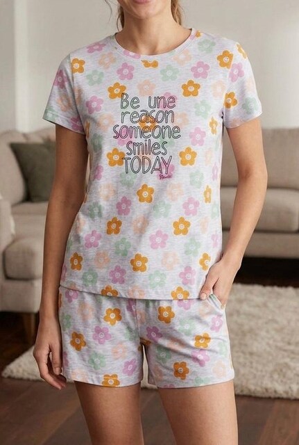 Penti Smile Gri Şortlu Pijama Takımı
