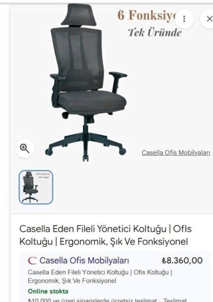202/ Çalışma / Oyuncu / Müdür / Yönetici / Ofis Koltuğu Sıfır - 2