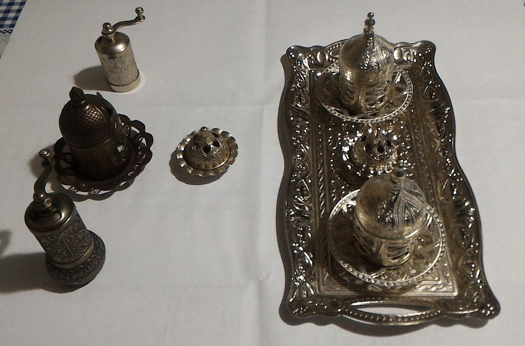 Metal Zamak Kahve Değirmen, Fincan ve Aksesuarları Takımı - 4