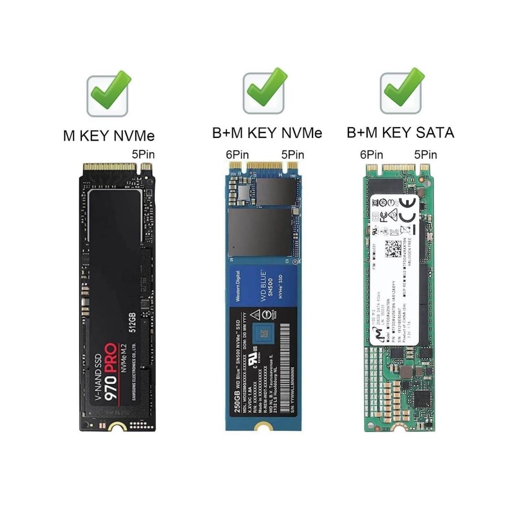 6085 Type-C M.2 SSD Kutu 5in1 Hub NVMe SATA SD Kart Okuyucu - 6