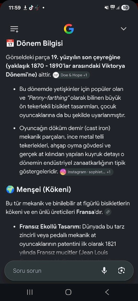 1850 fransız eser Nazım Hikmetin Bisikletinin aynısı Antika nadir ürün - 4