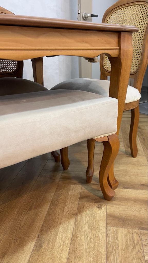 yemek masası + 6 sandalye + 1 bench, ceviz renk, ahşap, açılabilir - 8