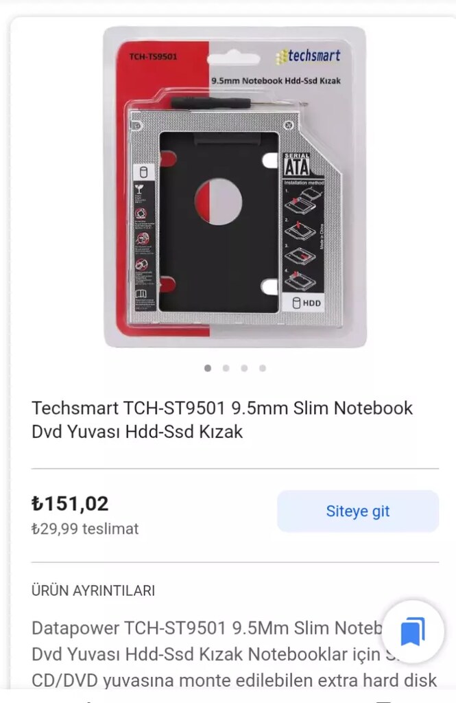 Notebook DVD kızak yuvası .Techsmart TCH-ST9501. Ürün sıfırdır. - 5