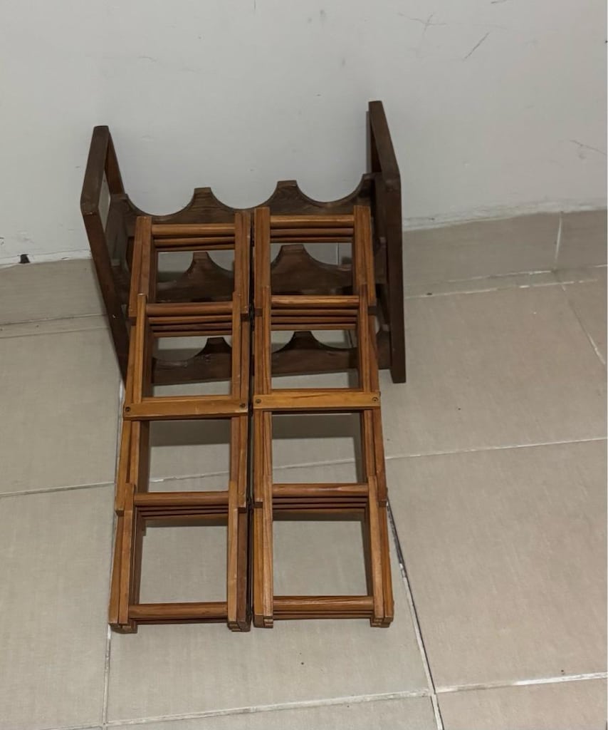 Vintage Ahşap Şaraplık Takımı – 2 Katlanır Akordiyon + 1 Sabit Şişelik - 9