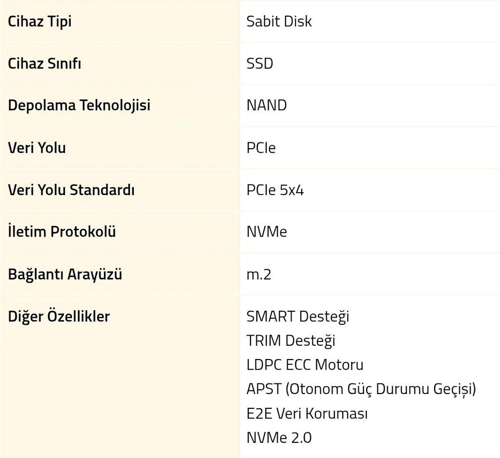 MSI Spatium M560 SSD (2 TB)10.300 MB/s okuma, 8.700 MB/s yazı, 3D NAND - 3