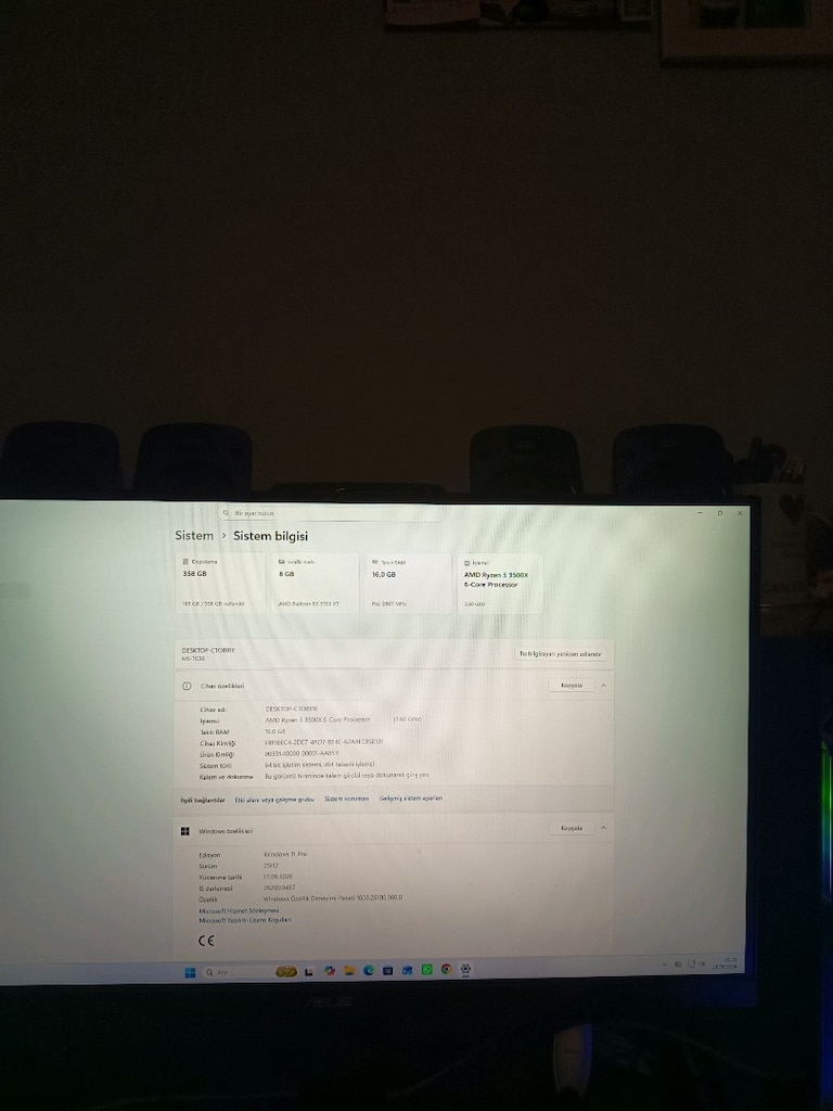 işlemci Ryzen 5 3500 16 gb ram 256 gb m2 128 gb ssd ekran kart - 6