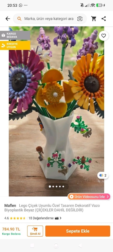 LEGO Botanicals Ayçiçeği (40524) + LEGO Uyumlu Dekoratif Vazo - 8
