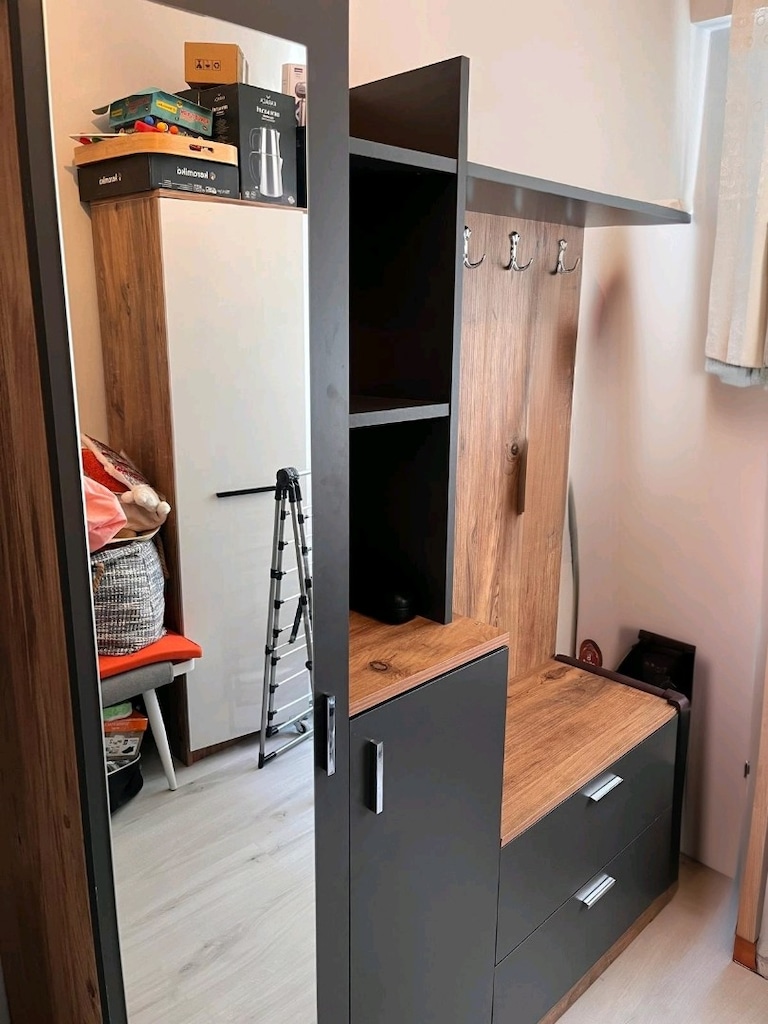 Çam Antrasit Vestiyer Ayakkabılık Portmanto Aynalı Raf - 6