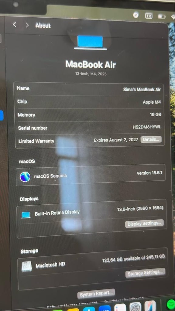 Satılık Apple MacBook Air M4 (2025) – 13” | 16 GB RAM | 256 GB SSD - 4