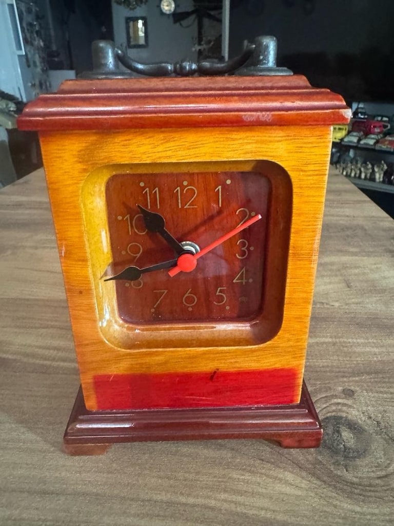 Vintage Ahşap Kuvars Dekoratif Masa Saati Çalışır durumda 18x13 cm - 8