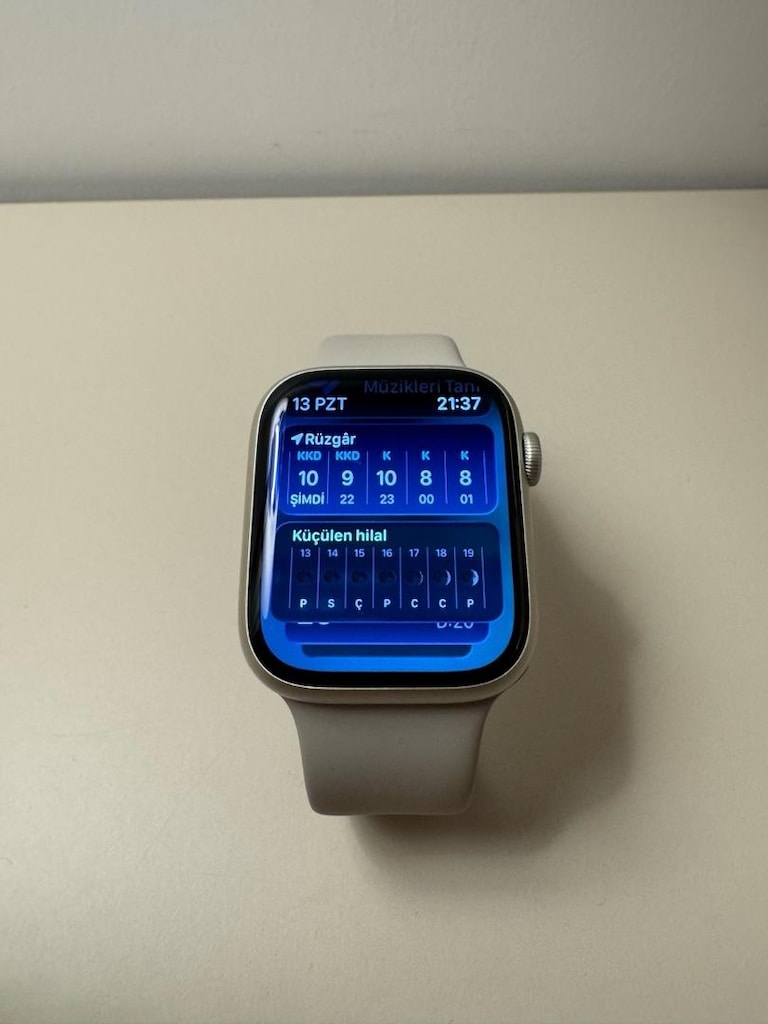 Apple Watch Seri 9 45MM Yıldız Işığı Alüminyum Kasa Spor Kordon - 2