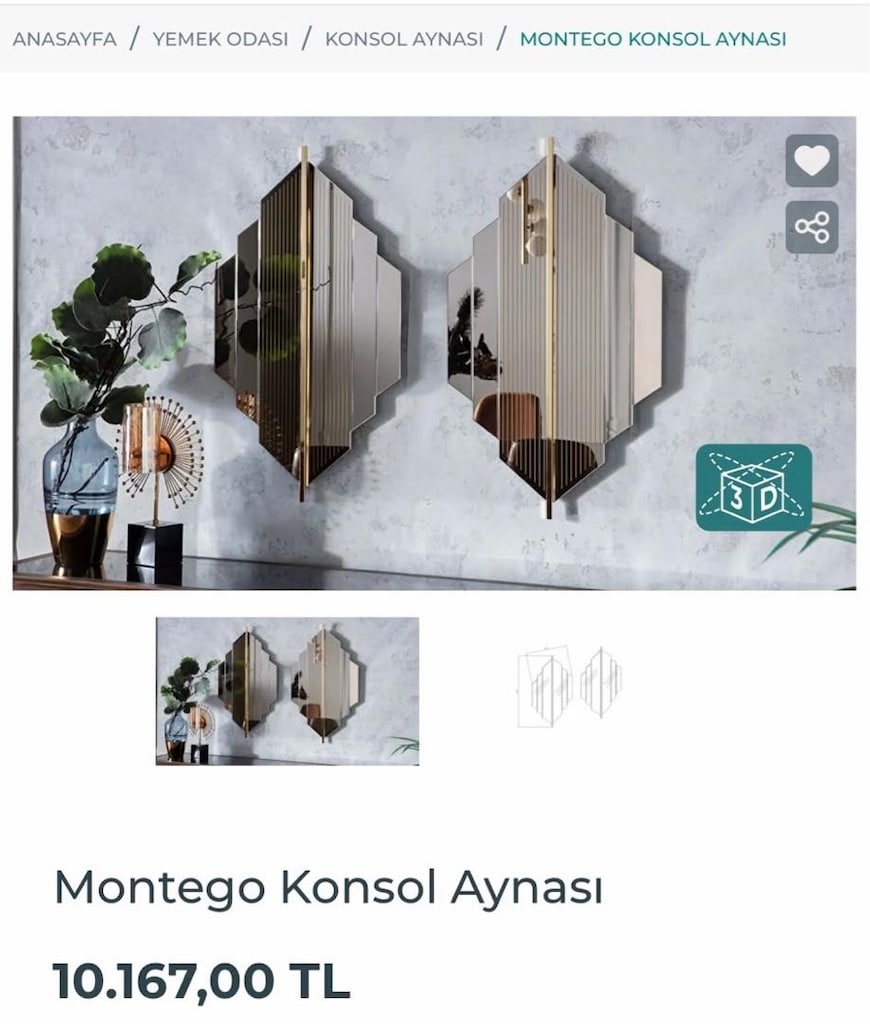 Bellona Montego konsol takımı aynasıyla yarı yarıya