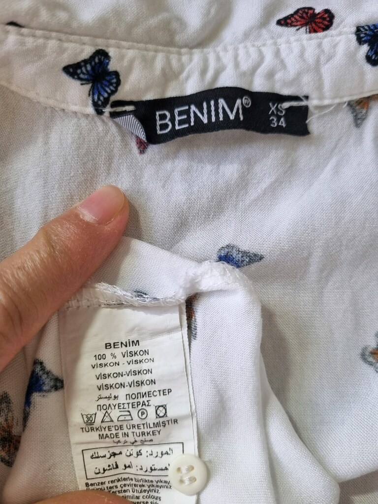 Kelebek Desenli Kolsuz Gömlek - 7