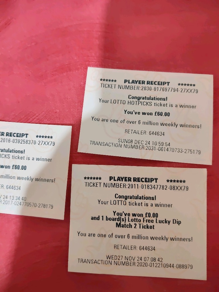 İngiltere National Lottery £60 Kazanan Orijinal Biletleri | 3'lü Kolek - 5