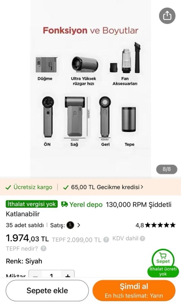 Turbo fan + süpürge - 3