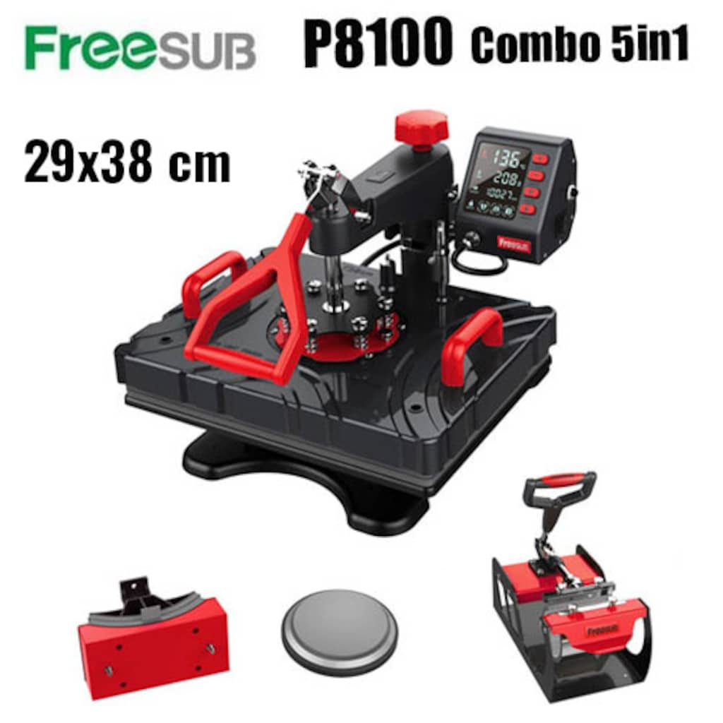 FREESUB P8100 5'i 1 Arada Transfer Baskı Presi 29x38 Kupa Şapka Tabak - 2