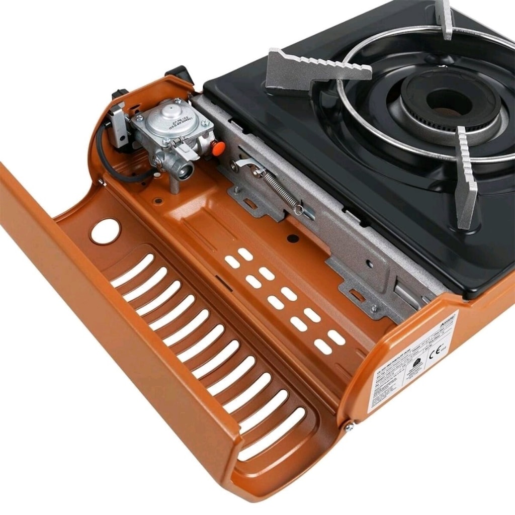 Orgaz Tekli Portatif Gaz Stok Emniyetli Kamp Ocak-TURUNCU / SIFIR ÜRÜN - 3