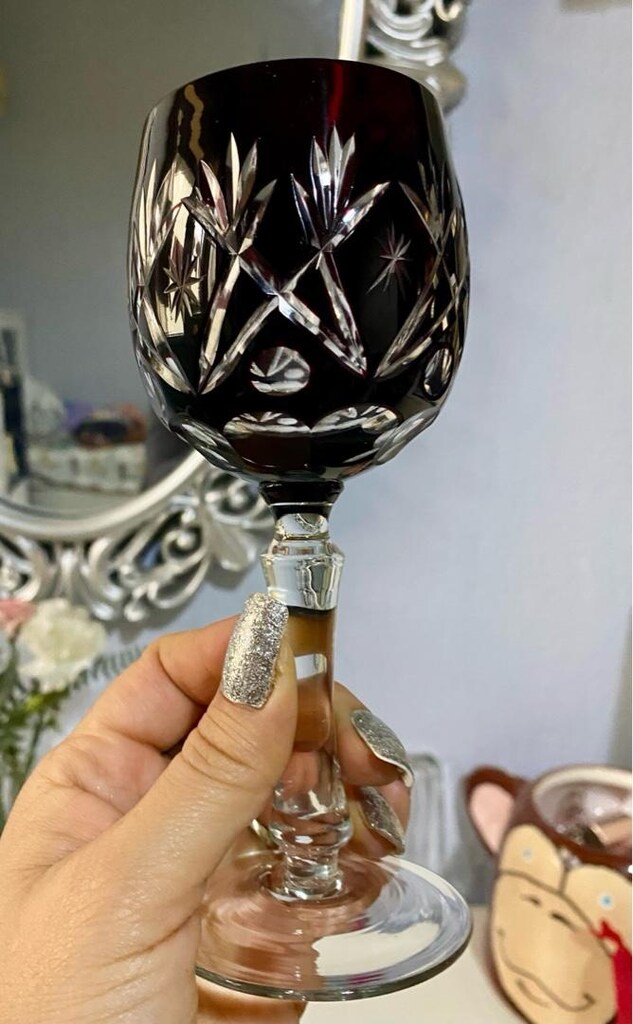 Antika Çekoslovak Bohem Kristal Kadeh - 5