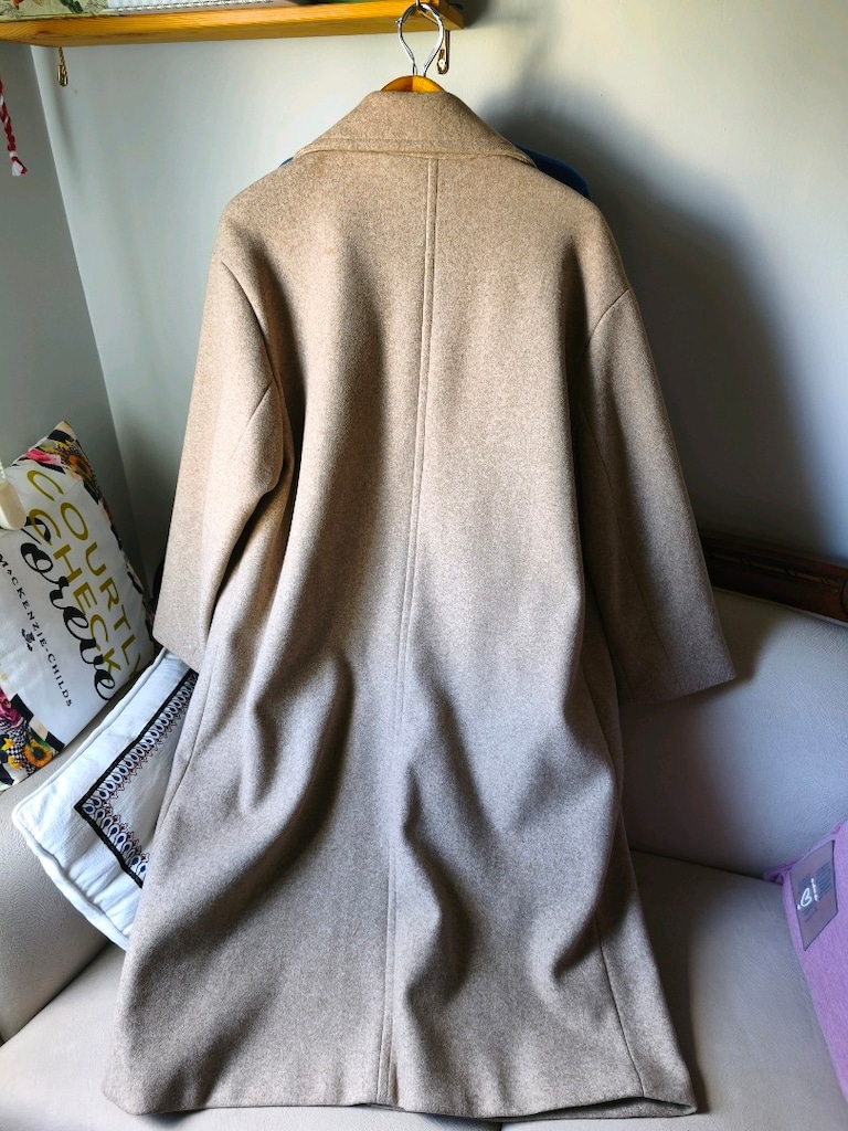 ZARA Bej / Camel Uzun Kaşe Kaban - Kruvaze Kesim (L Beden) - Sıfır - 3