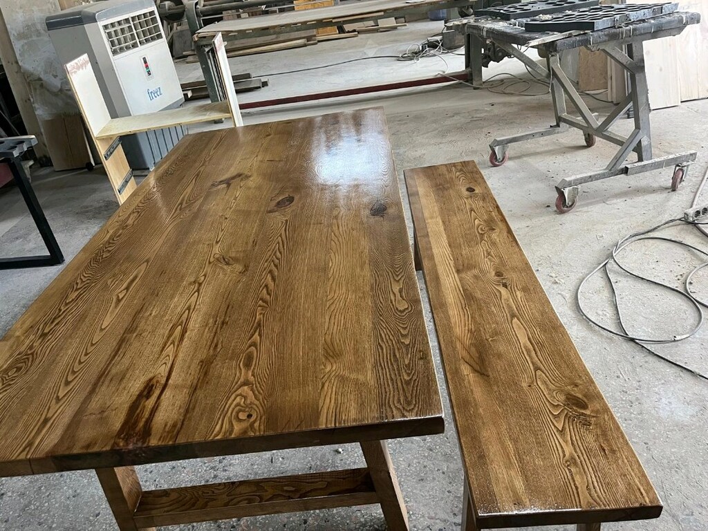 doğal kestane ahsap masa ve bench - 4