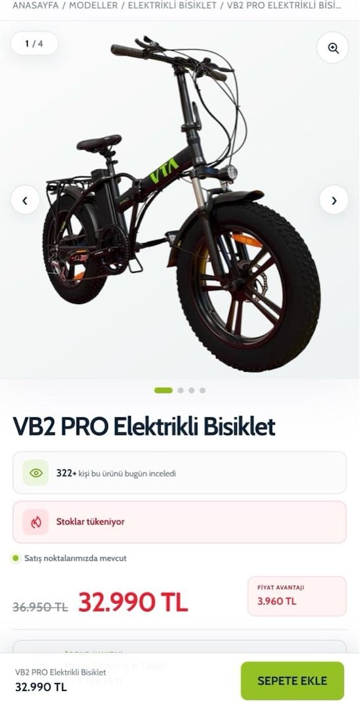 sıfır ayarında Volta elektrikli Bisiklet - 3