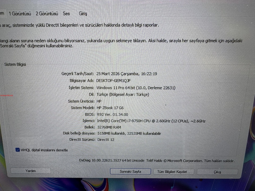 HP ZBOOK İ7 9. NESİL 32 GB RAM 1 TB NVME QUADRO T1000 - 6